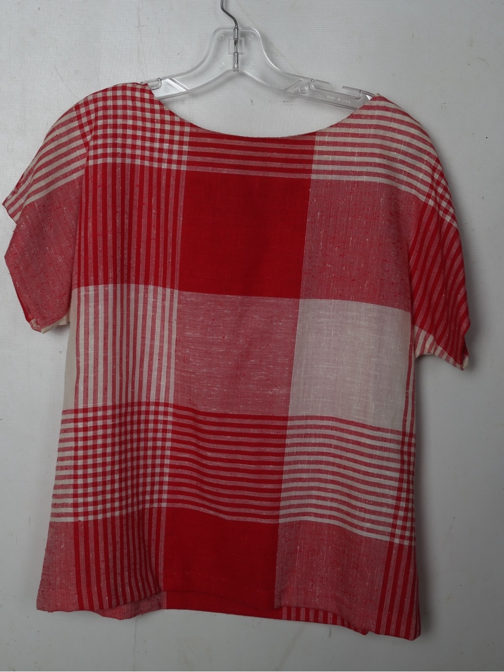 Women's Red Plaid Short Sleeve Tee - Classic Casual